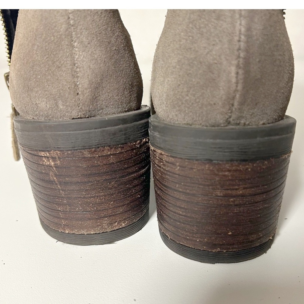 Vintage foundry women's Jeanette leather suede boots olive faux fur lined size 9 - Picture 10 of 10